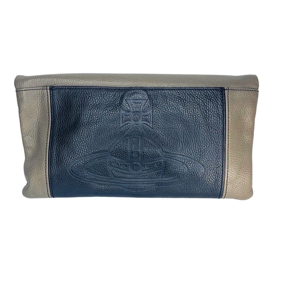 Vivienne Westwood Black and Taupe Foldover Clutch